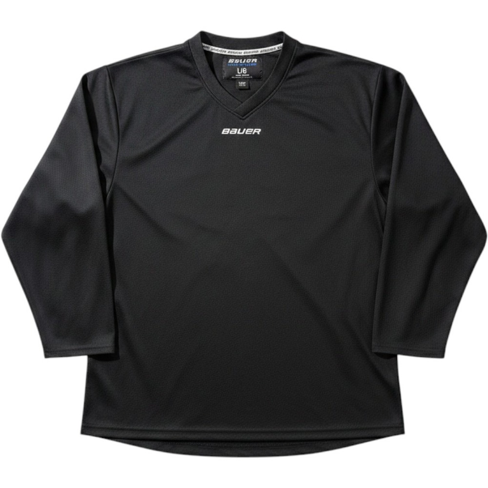 Bauer Team Mens Black Long Sleeve Hockey Training Shirt V-Neck Large L/G